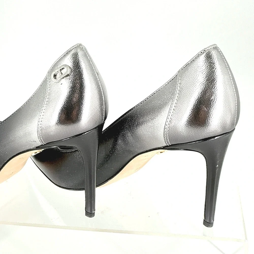 Dee Ocleppo Size 8.5 Silver Black Ombre Leather Pointed Stiletto Pumps NEW $325